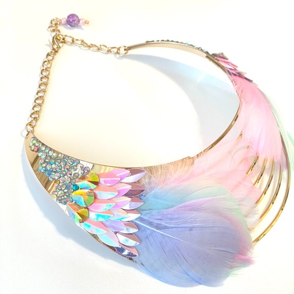 Gold Plated Choker Necklace with Crystals and Rhinestones by Patricia Adelson - Picture 2 of 5